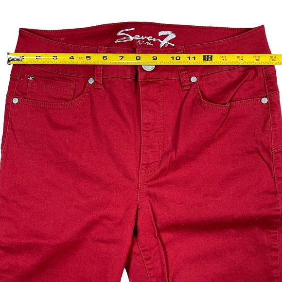 Seven7 size 10 bright red high rise skinny booty shaper jeans like new condition - Picture 8 of 13